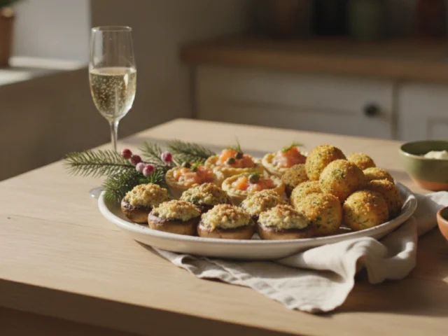Закуски на новогодний стол: грибы, тарталетки, мраморная курица
