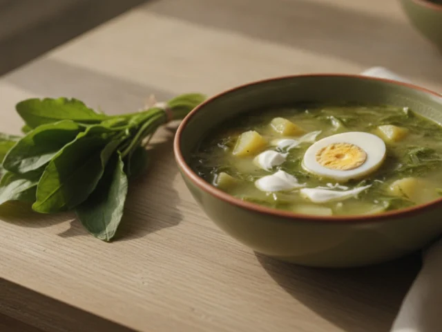 Зелёный борщ со щавелем и яйцом: на курице, с крапивой и постный