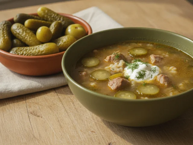 Рассольник с рисом и солёными огурцами: на свинине, курице и говядине
